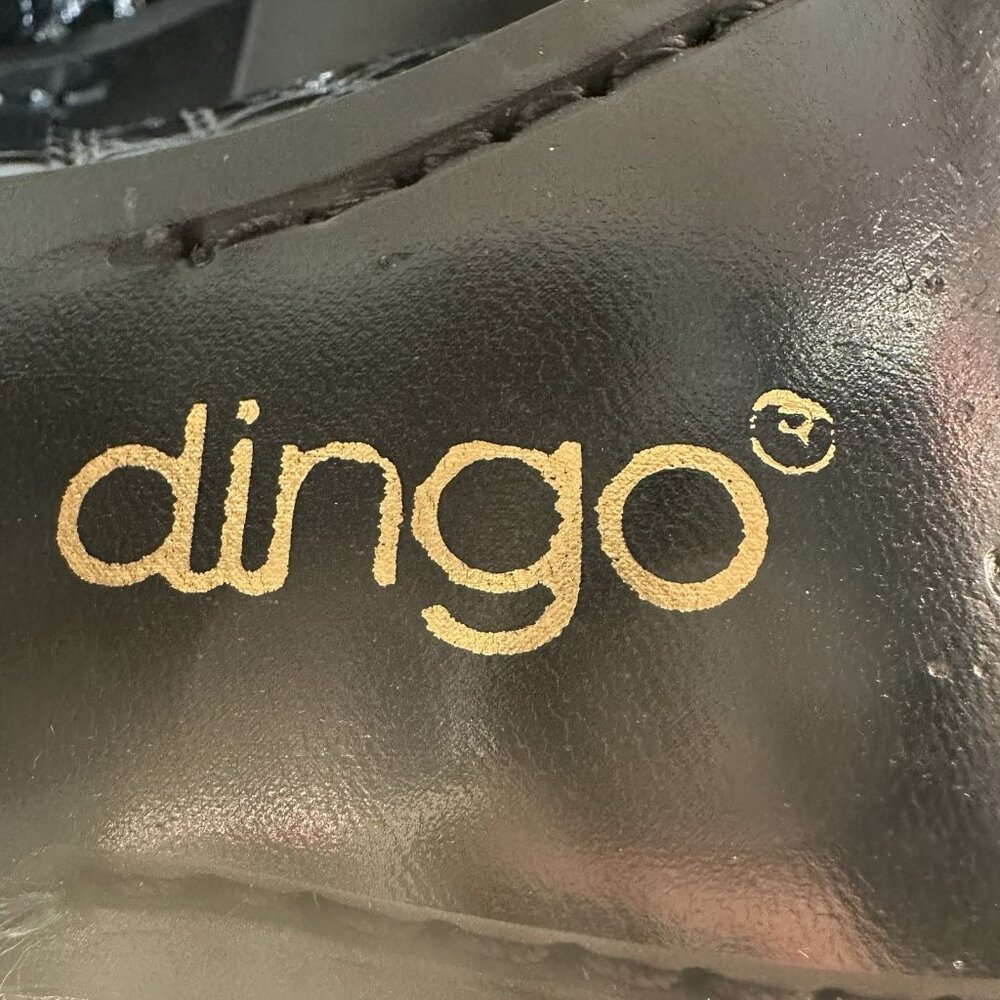 Vintage Dingo Ankle Boots 7.5 Black Leather Heeled Western Buckle Strap Retro - Picture 6 of 8